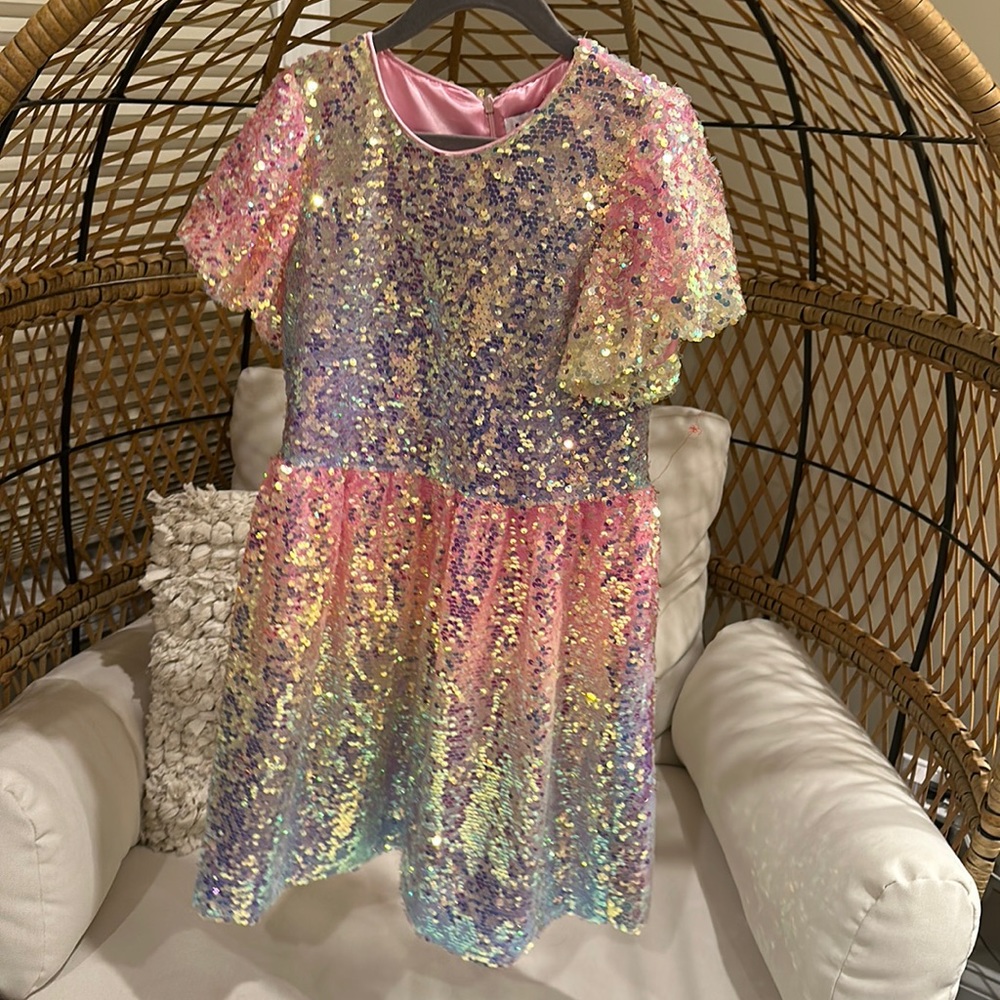 Lola + the Boys Ombré Sequin Babydoll Dress